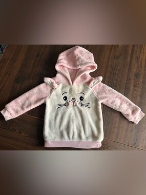 Infant Plush Hooded Bunny Sweatshirt - Pink & Cream